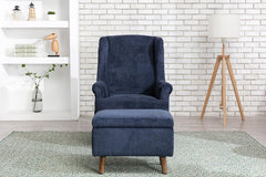 Nina Navy Chair W/Stool - front