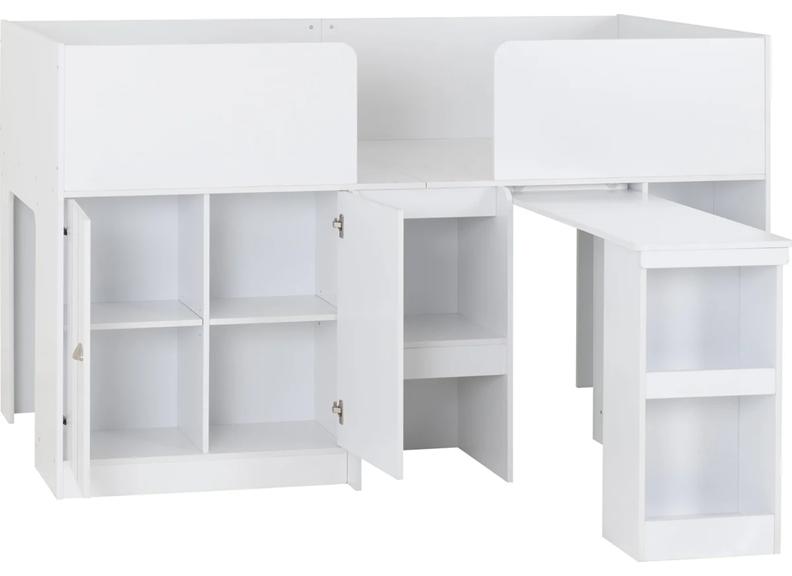 Orlando Study Bunk - White With Slide-Out Desk