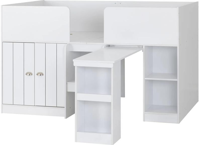 Orlando Study Bunk - White With Slide-Out Desk