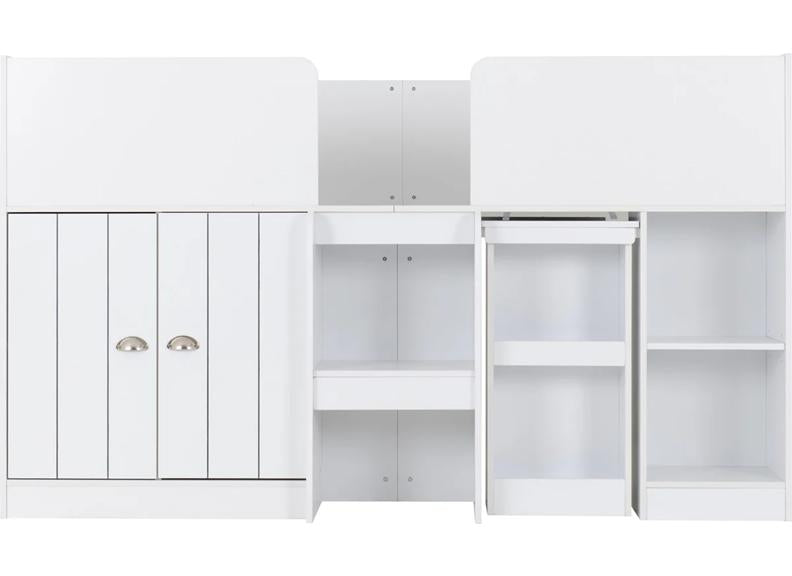 Orlando Study Bunk - White With Slide-Out Desk