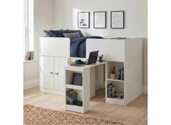 Orlando Study Bunk - White With Slide-Out Desk