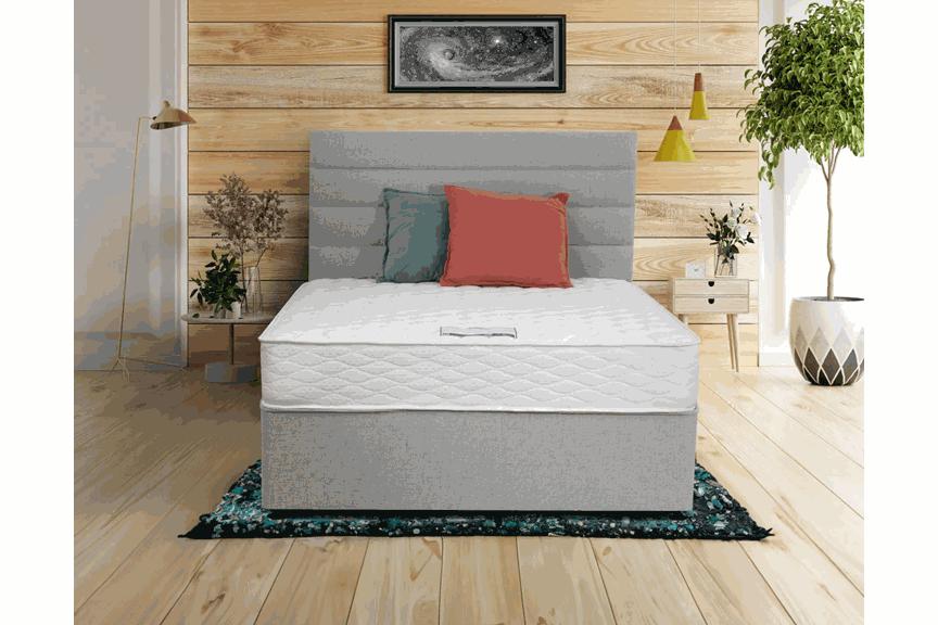 Ortholite Complete Bed Set - 3 ft Divan Bed With Headboard And Fabric Colour Options