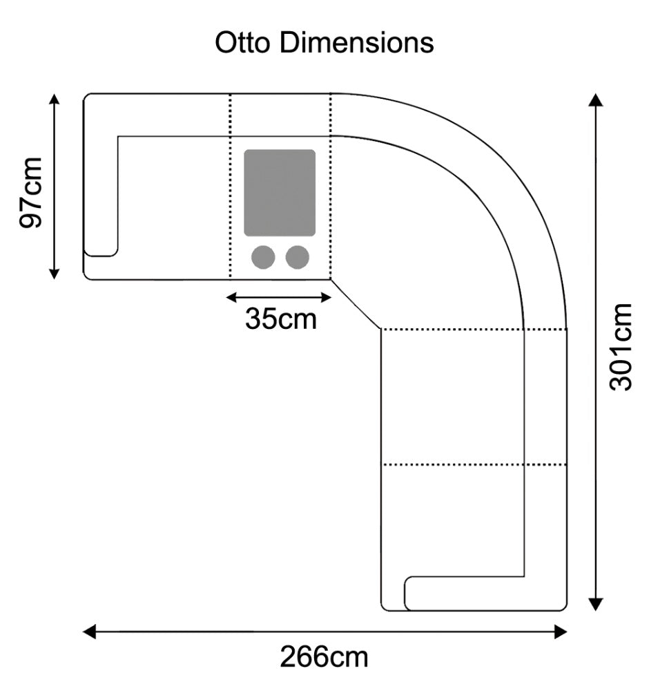 Otto Grey Fabric Corner Sofa with Console & Cup Holders – Modular Five Element Corner Sofa