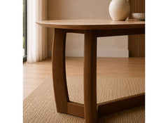 Portland Fixed Dining Table | Walnut effect Frame & Natural Stone Top