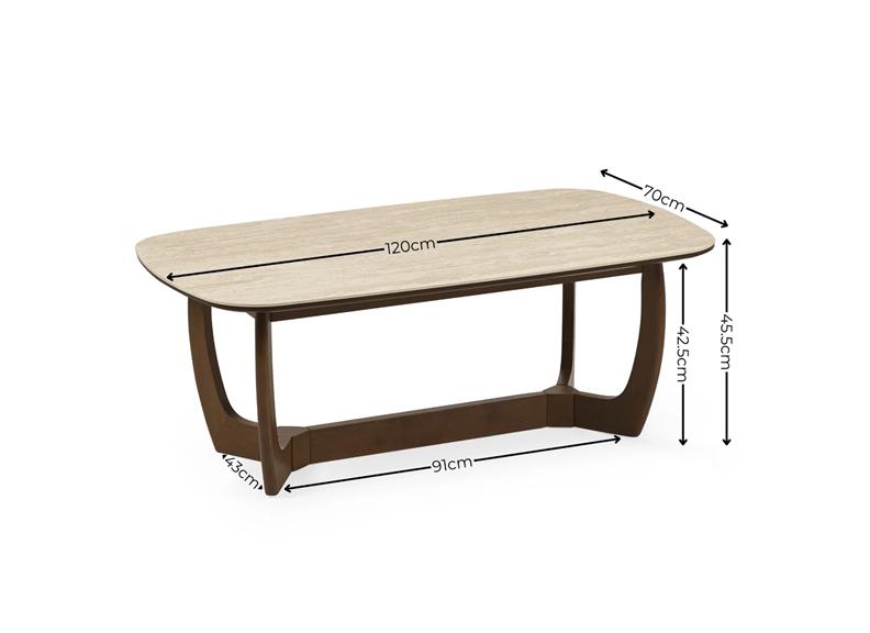 Portland Coffee Table | Walnut Effect Frame & Natural Stone Top