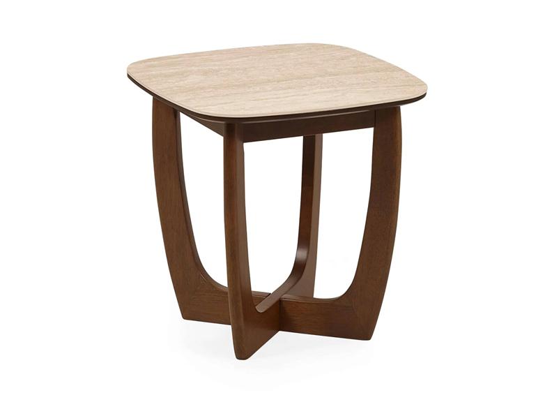 Portland Lamp Table | Walnut Effect Frame & Natural Stone Top