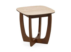 Portland Lamp Table | Walnut Effect Frame & Natural Stone Top