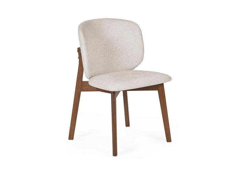 Portland Fixed Dining Set | Walnut Effect Frame & Natural Stone Table Top With Fabric Chairs