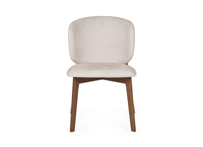 Portland Fixed Dining Set | Walnut Effect Frame & Natural Stone Table Top With Fabric Chairs