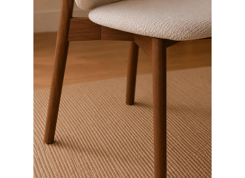 Portland Fixed Dining Set | Walnut Effect Frame & Natural Stone Table Top With Fabric Chairs