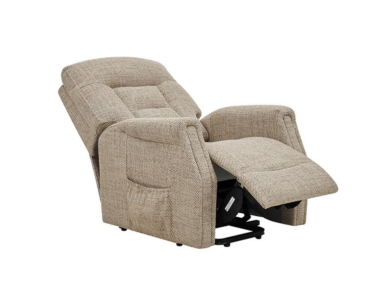Prescot Lift & Rise Dual Motor Armchair – Remote Controlled Recliner in Dark Grey or Oatmeal Fabric