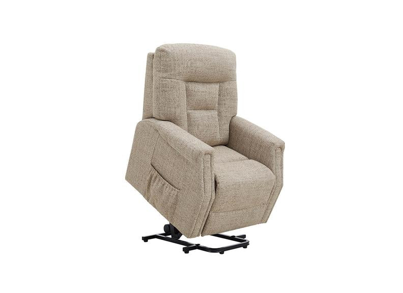 Prescot Lift & Rise Dual Motor Armchair – Remote Controlled Recliner in Dark Grey or Oatmeal Fabric