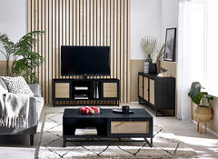 Padstow Black & Rattan Occasional - room