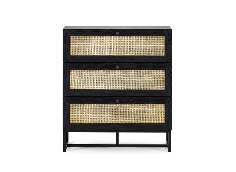 Padstow Black & Rattan Chest - 1