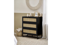 Padstow Black & Rattan Chest - room