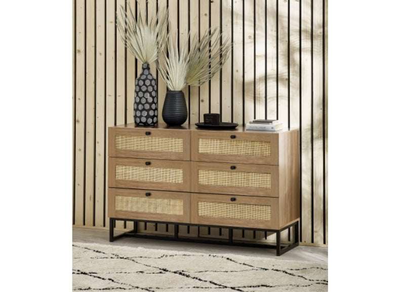 Padstow Oak Six Drawer Wide Chest - room
