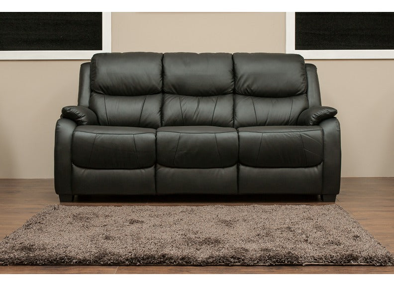 Parker Half Leather Three Seat Sofa - Black