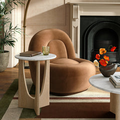 Portobello Round Side Table with Marble Top