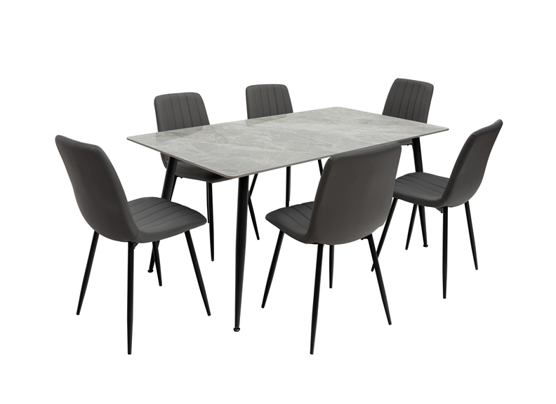 Riga Grey Stone Dining Tables W/611 Grey Chairs