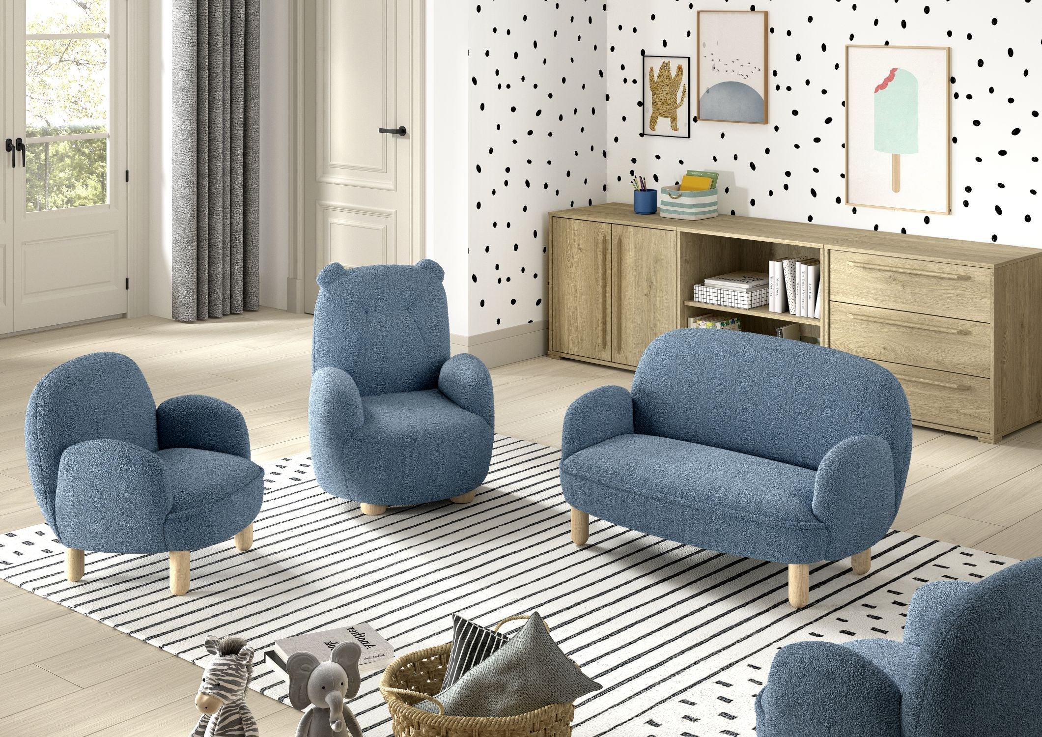 Rocky Sofa Double Mini Bouclé Davis Blue (VIP)