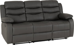 Roma 3 Seater Recliner Sofa Grey Faux Leather