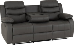 Roma 3 Seater Recliner Sofa Grey Faux Leather - image 2