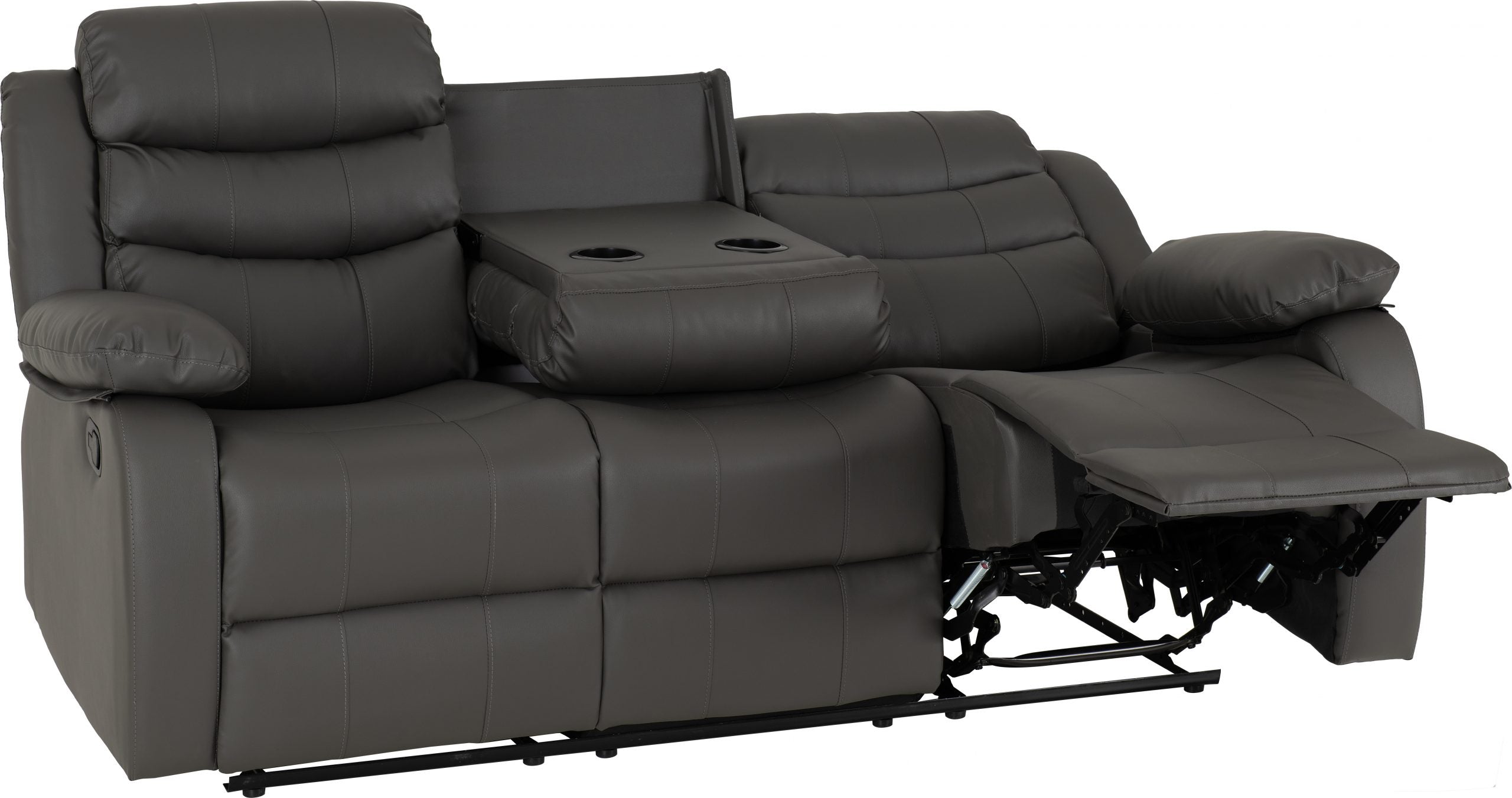 Roma 3 Seater Recliner Sofa Grey Faux Leather - image 4