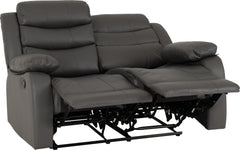 Roma 2 Seater Recliner Sofa Grey Faux Leather - image 4