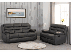 Roma 3RR+2RR Grey Leather Sofas - room   2