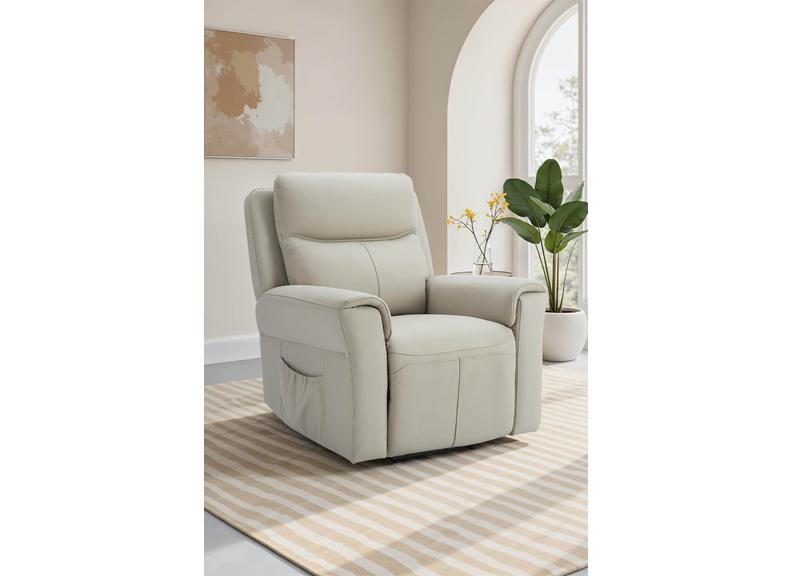 Russo Leather Lift & Rise Armchair - Stone (Pre-Order Only)