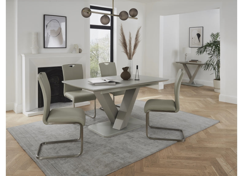 Rafael Grey Dining Table W/Lazzaro Taupe Chairs - 2