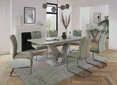Rafael Grey Dining Table W/Lazzaro Taupe Chairs