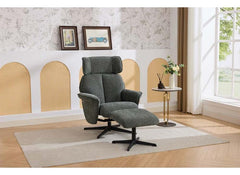 Reagan Fabric Swivel Chair & Footstool – Pearl Grey, Stone or Winter Moss Occasional Armchair