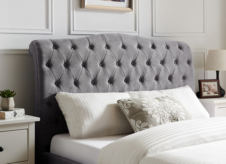 Rosa Light Grey Bed - headboard