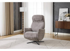 Rowden Fabric Swivel Recliner Chair with Massage Function – Stone or Oyster Fabric Occasional Armchair