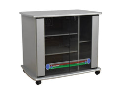 S32M-SV TV Stand – Entertainment Unit with Tempered Glass Shelves & Lockable Castor Wheels