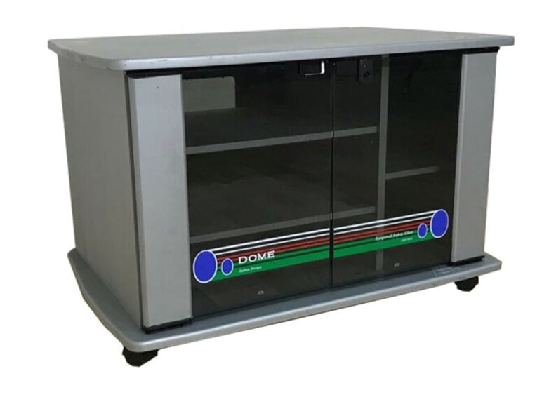 S36M TV Stand – Entertainment Unit with Tempered Glass Shelves & Lockable Castor Wheels