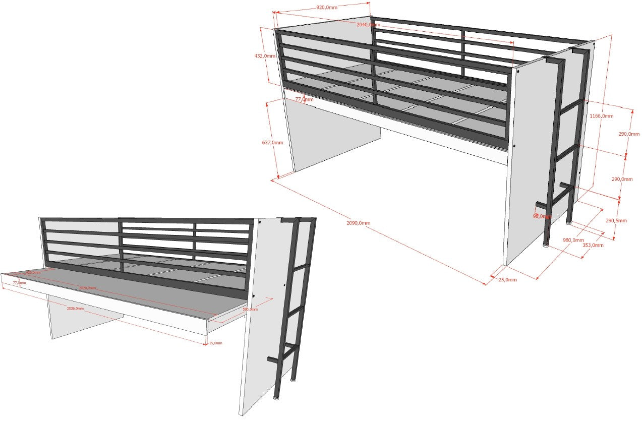 Sam Mid Sleeper Bed(85) 90 X 200 Cm White (VIP)