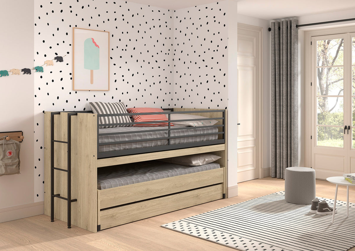Sam Mid Sleeper Bed(86) 90 X 200 Cm Oak with Desk (VIP)