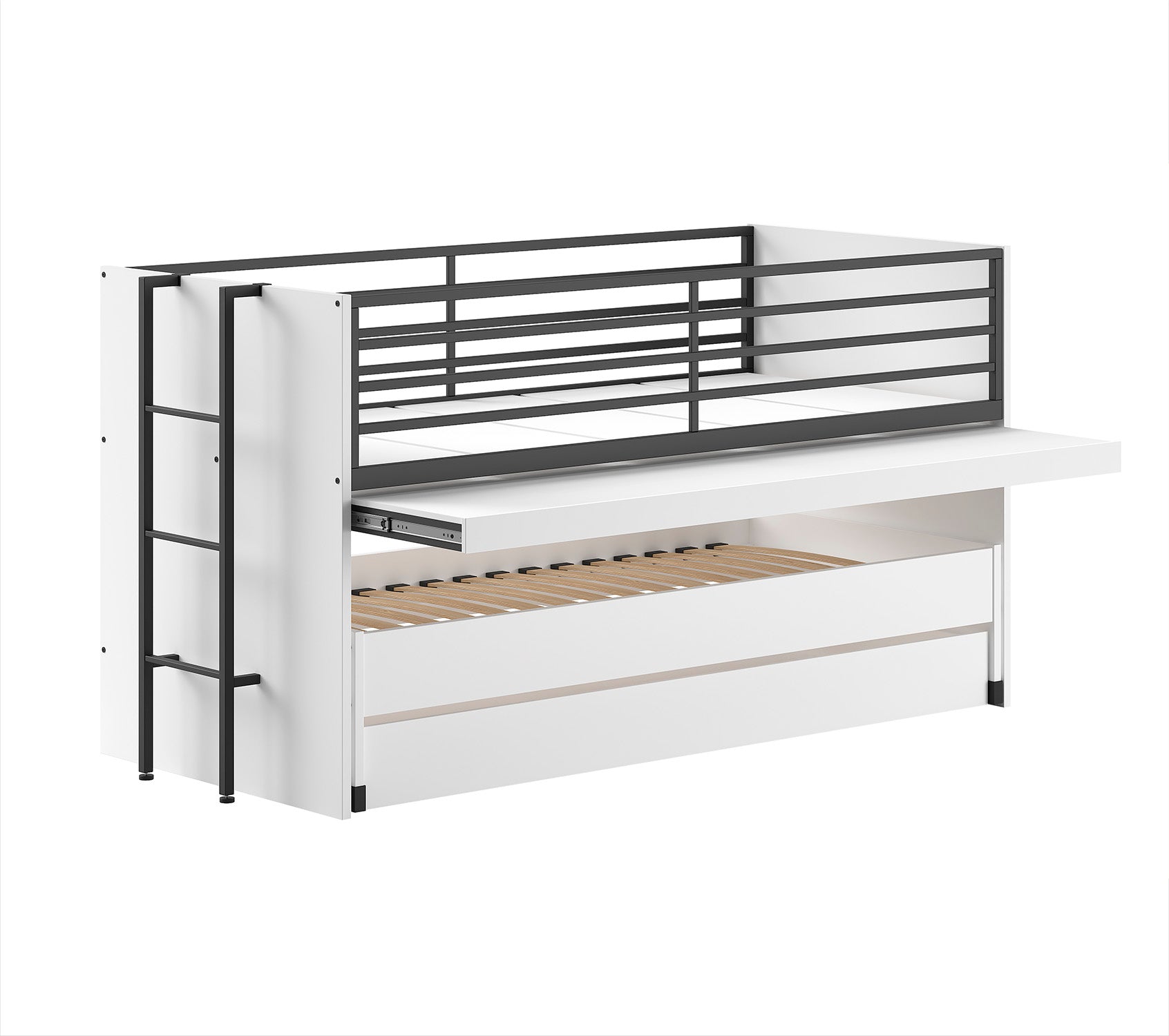 Sam Mid Sleeper Bed(86) 90 X 200 cm White With Desk VIP)