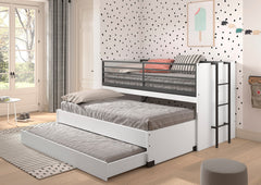 Sam Mid Sleeper Bed(86) 90 X 200 cm White With Desk VIP)