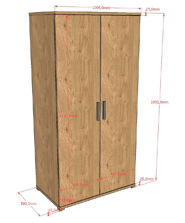 Sam 2 Door Wardrobe Oak (VIP)