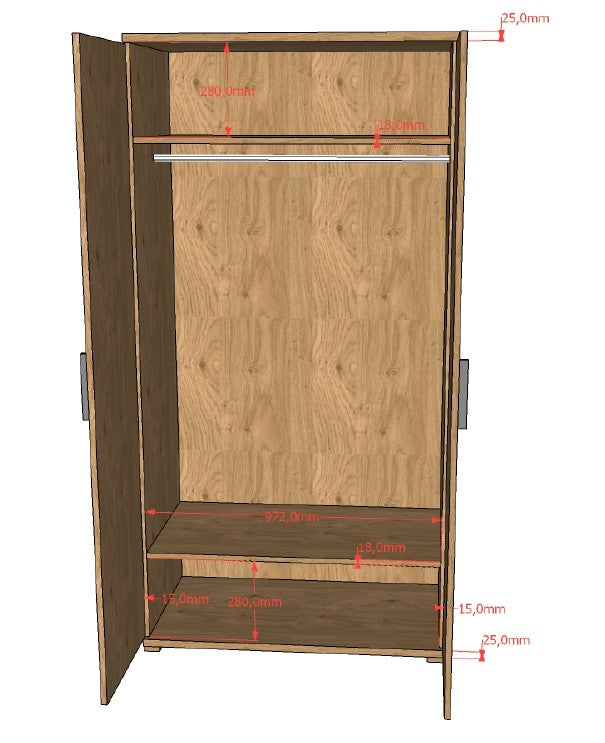 Sam 2 Door Wardrobe Oak (VIP)
