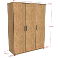 Sam 3 Door Wardrobe Oak (VIP)