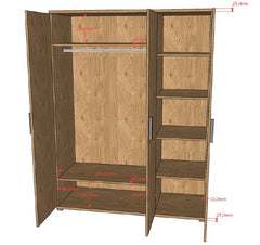 Sam 3 Door Wardrobe Oak (VIP)
