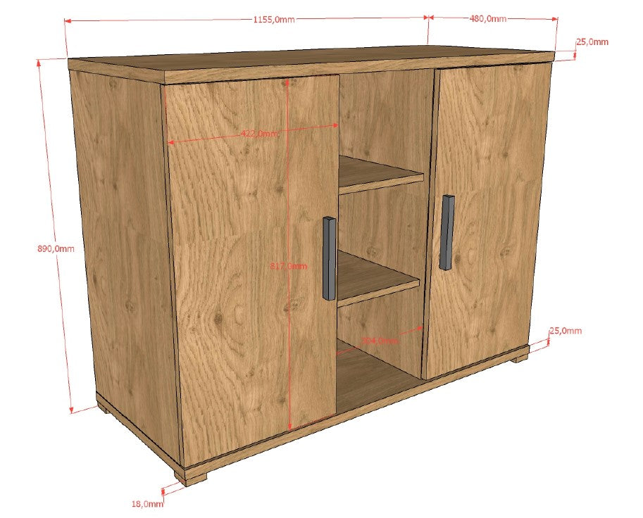 Sam Chest Of 2 Doors Oak (VIP)
