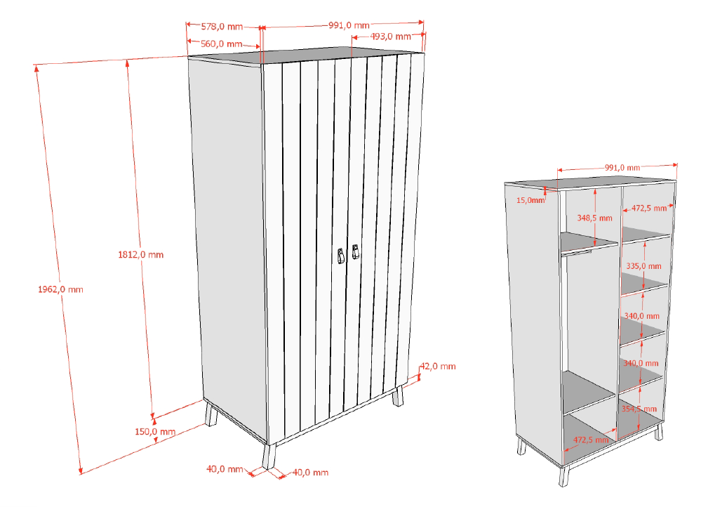 Sezane 2 Door Wardrobe Clay/Walnut (VIP)
