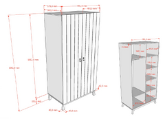 Sezane 2 Door Wardrobe Clay/Walnut (VIP)