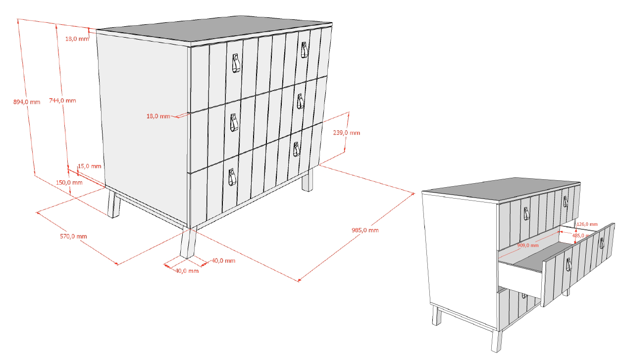 Sezane Chest Of 3 Drawers Clay/Walnut (VIP)