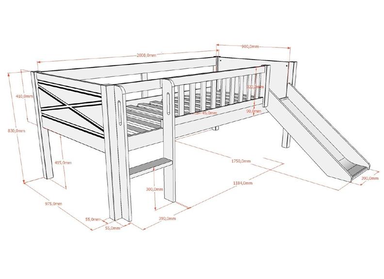 Scott White Low Sleeper With Slide - dims